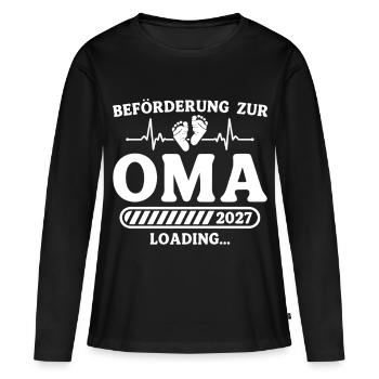 Schwangerschaft Ankündigen Werdende Oma 2027 - Frauen Premium Bio Langarmshirt - Schwarz - Vorne - Julia (174cm)