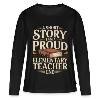 Enseignant d’école primaire Une nouvelle Enseignant de primaire - T-shirt manches longues Premium bio Femme - noir - Devant - Julia (174cm)