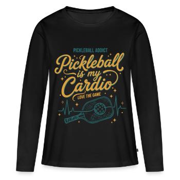 Pickleball ist mein lustiger Cardio-Pickleball-Spieler - Frauen Premium Bio Langarmshirt - Schwarz - Vorne - Julia (174cm)
