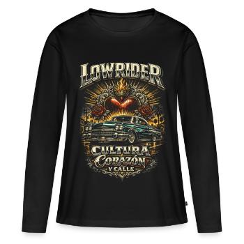 Lowrider Auto Cultura Corazon Y Calle - Frauen Premium Bio Langarmshirt - Schwarz - Vorne - Julia (174cm)