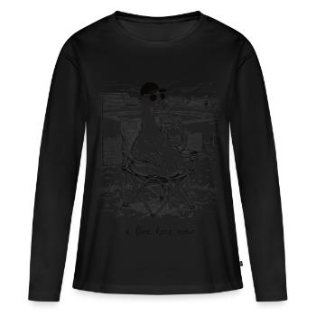 Lustige Gans, ich wohne hier jetzt, Baseball - Frauen Premium Bio Langarmshirt - Schwarz - Vorne - Julia (174cm)