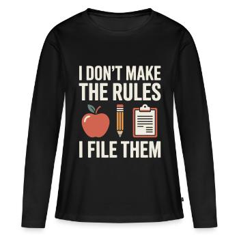 Secrétariat de l’école Équipe d’organisation du bureau de l’école - T-shirt manches longues Premium bio Femme - noir - Devant - Julia (174cm)