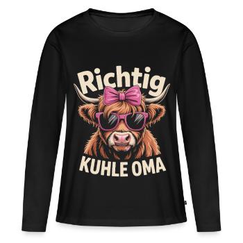 Muttertag Richtig Kuhle Oma - Beste Großmutter - Frauen Premium Bio Langarmshirt - Schwarz - Vorne - Julia (174cm)