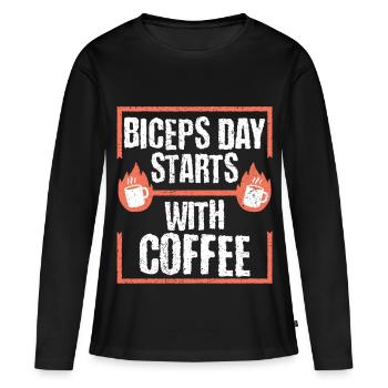 Gymnase de bodybuilders pour entraînement des biceps biceps - T-shirt manches longues Premium bio Femme - noir - Devant - Julia (174cm)