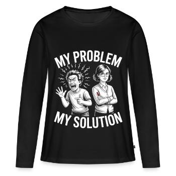 Prof de lycée Mon problème Ma maman Pictogramme - T-shirt manches longues Premium bio Femme - noir - Devant - Julia (174cm)
