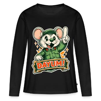Dayum Mouse en uniforme vert - T-shirt manches longues Premium bio Femme - noir - Devant - Julia (174cm)