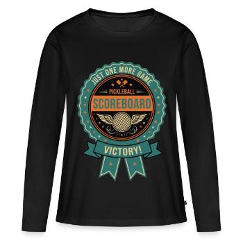 Tableau d’affichage du joueur drôle de pickleball - T-shirt manches longues Premium bio Femme - noir - Devant - Julia (174cm)