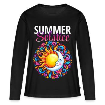 Litha Pagan Solstice d’été Midsommar - T-shirt manches longues Premium bio Femme - noir - Devant - Julia (174cm)