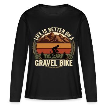 La vie sur un vélo de gravier est meilleure sur un gravier - T-shirt manches longues Premium bio Femme - noir - Devant - Julia (174cm)