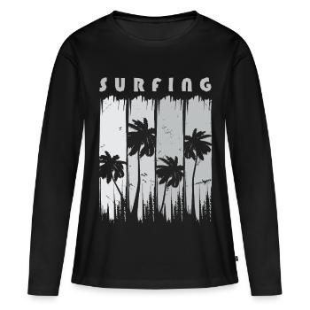 Surf Surfen Surfer - Frauen Premium Bio Langarmshirt - Schwarz - Vorne - Julia (174cm)