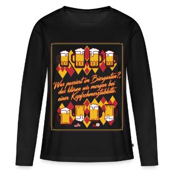Biergarten Kater Humor - Frauen Premium Bio Langarmshirt - Schwarz - Vorne - Julia (174cm)