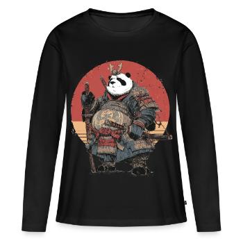 Panda-Samurai in robuster Rüstung - Frauen Premium Bio Langarmshirt - Schwarz - Vorne - Julia (174cm)
