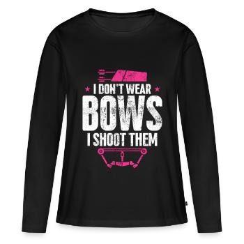 Je ne porte pas d’arcs, je les tire - T-shirt manches longues Premium bio Femme - noir - Devant - Julia (174cm)
