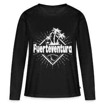 Souvenir rétro des îles Canaries de Fuerteventura - T-shirt manches longues Premium bio Femme - noir - Devant - Julia (174cm)