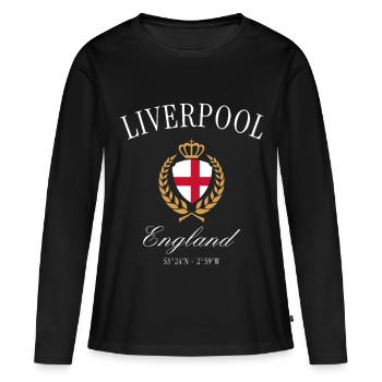 Couronne d’armoiries Liverpool England – Souvenir de voyage - T-shirt manches longues Premium bio Femme - noir - Devant - Julia (174cm)