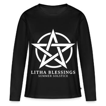 Litha Pagan Solstice d’été Midsommar - T-shirt manches longues Premium bio Femme - noir - Devant - Julia (174cm)