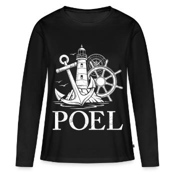 Poel Souvenier ÎLE POEL MER BALTIQUE Rétro Drôle - T-shirt manches longues Premium bio Femme - noir - Devant - Julia (174cm)