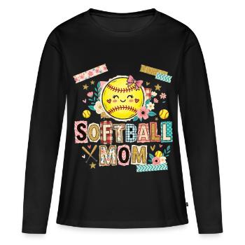 Lösegeldbrief Softball-Mama Mutter - Frauen Premium Bio Langarmshirt - Schwarz - Vorne - Julia (174cm)