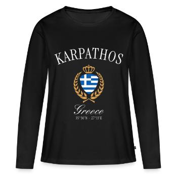 Armoiries de la Couronne de Karpathos Grèce Souvenir de voyage - T-shirt manches longues Premium bio Femme - noir - Devant - Julia (174cm)