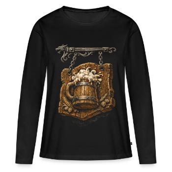 Festival Médiéval Taverne du Marché Médiéval - T-shirt manches longues Premium bio Femme - noir - Devant - Julia (174cm)