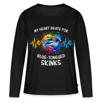 Blauzungenskink Herzlinie - Frauen Premium Bio Langarmshirt - Schwarz - Vorne - Julia (174cm)
