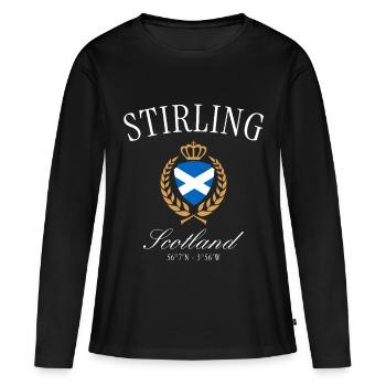 Couronne des armoiries de Stirling Scotland – Souvenir de voyage - T-shirt manches longues Premium bio Femme - noir - Devant - Julia (174cm)