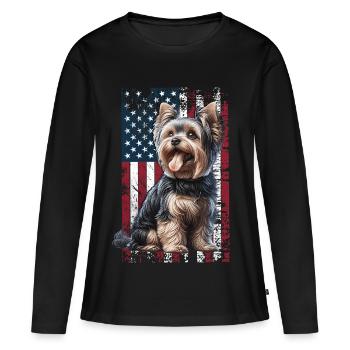 Yorkshire Terrier Terrier américain Yorkshire Terrier - T-shirt manches longues Premium bio Femme - noir - Devant - Julia (174cm)