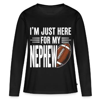 Je suis juste là pour le football de mon neveu - T-shirt manches longues Premium bio Femme - noir - Devant - Julia (174cm)