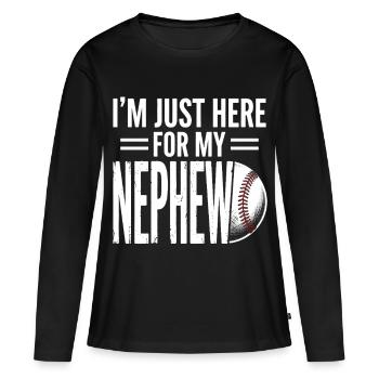 Je suis juste là pour mon neveu au baseball - T-shirt manches longues Premium bio Femme - noir - Devant - Julia (174cm)