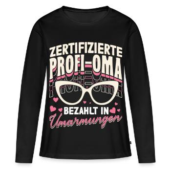 Zertifizierte Profi-Oma Bezahlt In Umarmungen - Frauen Premium Bio Langarmshirt - Schwarz - Vorne - Julia (174cm)