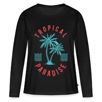 Tropical Paradise Retro Palm Abzeichen - Frauen Premium Bio Langarmshirt - Schwarz - Vorne - Julia (174cm)