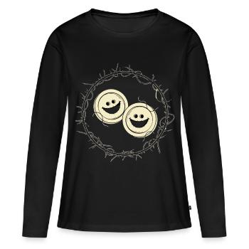 Boutons effrayants - T-shirt manches longues Premium bio Femme - noir - Devant - Julia (174cm)