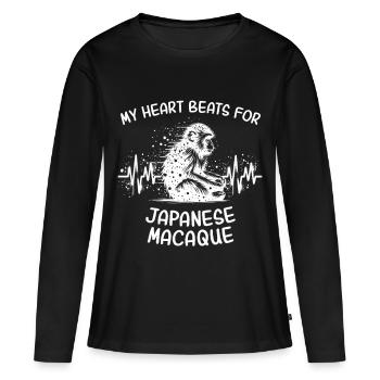 Japanmakak Herzlinie - Frauen Premium Bio Langarmshirt - Schwarz - Vorne - Julia (174cm)