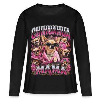 Schmuggler-Chihuahua-Mama Hundeliebhaber-Mama - Frauen Premium Bio Langarmshirt - Schwarz - Vorne - Julia (174cm)