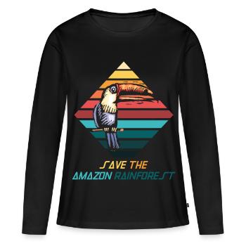 Sava – Sauver la forêt tropicale - T-shirt manches longues Premium bio Femme - noir - Devant - Julia (174cm)