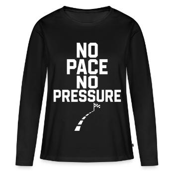 Pas de rythme, pas de pression - T-shirt manches longues Premium bio Femme - noir - Devant - Julia (174cm)