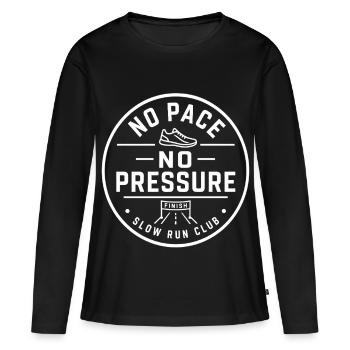 Pas de rythme, pas de pression - T-shirt manches longues Premium bio Femme - noir - Devant - Julia (174cm)
