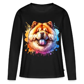 Chowchow Motif - T-shirt manches longues Premium bio Femme - noir - Devant - Julia (174cm)