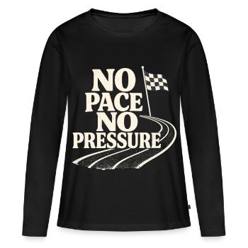Pas de rythme, pas de pression - T-shirt manches longues Premium bio Femme - noir - Devant - Julia (174cm)