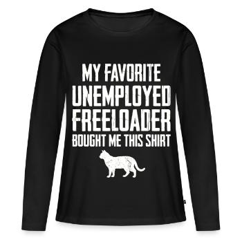 Chat Drôle de Profiteur - T-shirt manches longues Premium bio Femme - noir - Devant - Julia (174cm)