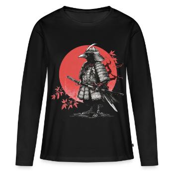 Corbeau Samouraï en armure - T-shirt manches longues Premium bio Femme - noir - Devant - Julia (174cm)