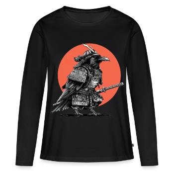 Corbeau Samouraï en armure - T-shirt manches longues Premium bio Femme - noir - Devant - Julia (174cm)