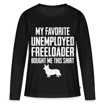 Corgi Drôle de Profiteur - T-shirt manches longues Premium bio Femme - noir - Devant - Julia (174cm)
