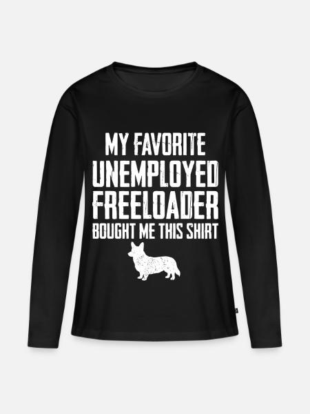 Lustiger Corgi-Schmarotzer - Frauen Premium Bio Langarmshirt - Schwarz