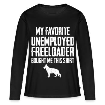 Berger allemand drôle de profiteur - T-shirt manches longues Premium bio Femme - noir - Devant - Julia (174cm)
