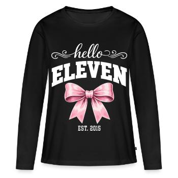 Hello Eleven Est. 2015 – Geburtstagskind - Frauen Premium Bio Langarmshirt - Schwarz - Vorne - Julia (174cm)