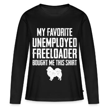 Profiteur pomeranien drôle - T-shirt manches longues Premium bio Femme - noir - Devant - Julia (174cm)