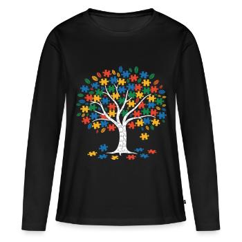 Autisme - T-shirt manches longues Premium bio Femme - noir - Devant - Julia (174cm)