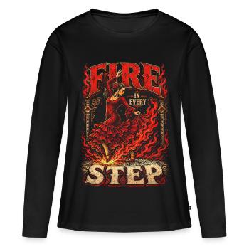 Flamboyant à chaque pas - T-shirt manches longues Premium bio Femme - noir - Devant - Julia (174cm)