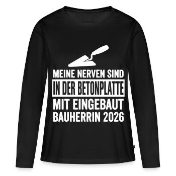 Bauherrin Hausbau Humor - Frauen Premium Bio Langarmshirt - Schwarz - Vorne - Julia (174cm)
